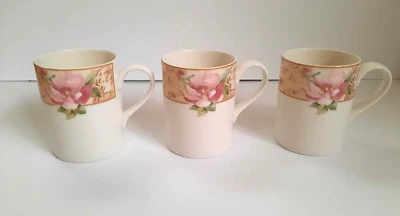 Taza de café diaria Royal Doulton "Poetic Rose" lote de 3 1996 usada Foto 1 de 4