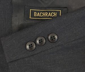 Bachrach Double Breasted Blazer Wool Suit 43L 34X32 Charcoal Gray Crosshatch 