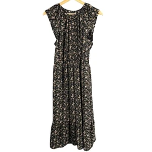 J.Crew Mercantile Dress Black Floral Ruffles  Sleeveless Feminine Small - Picture 1 of 8
