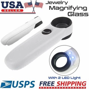 40X Magnifying Magnifier Glass Jeweler Eye Jewelry Loupe Loop With 2 LED Light - Picture 1 of 10