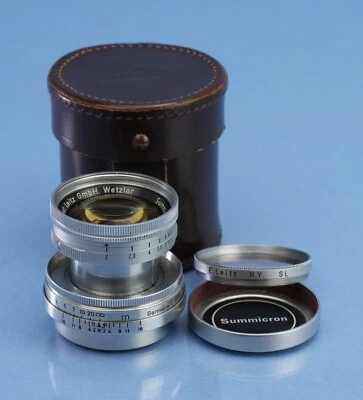 LEICA LEITZ 50MM SUMMICRON F2 YELLOW LANTHAR EARLY #920849 SOOIC LENS +EXTRAS - Image 1 of 4