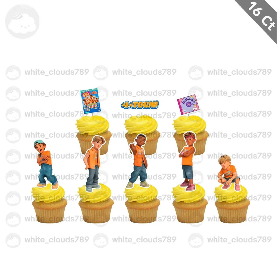 16 Turning Red 4 Town Cupcake Topper Boy Band Música Favor Cumpleaños  Foto 1 de 1
