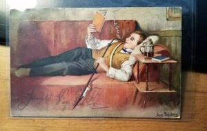 Georg Mühlberg - Studio auf der Bude 1913 studente pipa libro/cartolina Brno - Foto 1 di 3