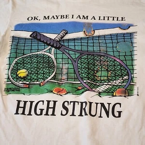 Vintage Tennis Tee Medium Oneita 1996 90s Sports Maybe Im A Little High Strung - Bild 1 von 8