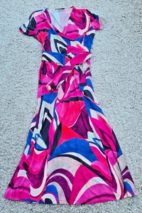 BETTY BARCLAY Damen Kleid lang lila weiß blau stretch Gr 38 neuwertig - Bild 1 von 2