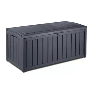 Keter 17198358 Kissenbox Glenwood, Holzoptik, Kunststoff, anthrazit, 390 Liter - Bild 1 von 7