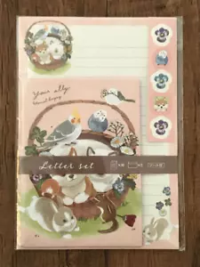 Animals Bird Shiba Cat Letter Sheet Envelope Set Stationery Japanese Pink - Picture 1 of 2