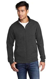 Port & Company Men's Core Fleece Cadet Full Zip Front Pockets Sweatshirt PC78FZ - Picture 1 of 8