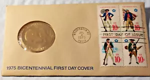 1975 Bicentennial First Day Cover Commemorative Medal Coin w/ Stamps Paul Revere - Picture 1 of 4