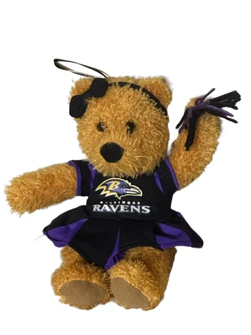 VtG 2000 NFL Baltimore Ravens Plush Cheerleader Bear. One Pom Pom. Black Purple Cover
