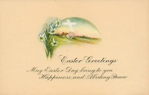 Serie cartolina scenografica croce bianca border oro giallo metallizzato fiori bianchi - Foto 1 di 2