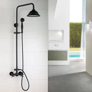 Oil Rubbed Bronze Bathroom Rainfall Shower Tap Set Hand Sprayer Wall Mount - Bild 1 von 12