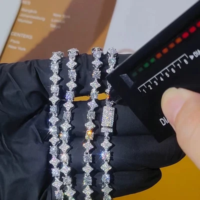925 Пробы муассанит звезда теннис цепочка хип-хоп 6 мм Iced Out VVS подвеска - Изображение 1 из 4