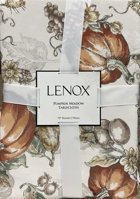Lenox Pumpkin Meadow Jacquard Cloth Tablecloth 70” Round Fall - Image 1 of 2