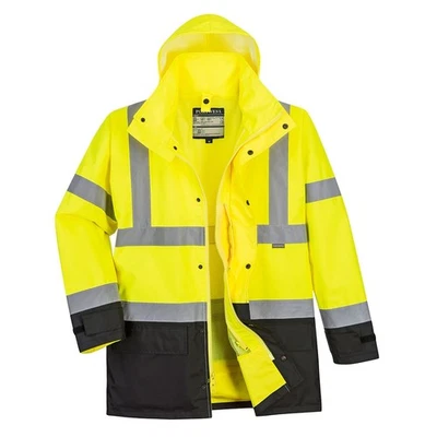 PORTWEST US768 - Hi-Vis 5-in-1 Contrast Executive Jacket Yellow/Black SIZES S-7X - Image 1 of 2