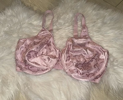 Sujetador satinado vintage 5303 estampado sin relleno UW Lovers nudo para mujer 38DD rosa Foto 1 de 4