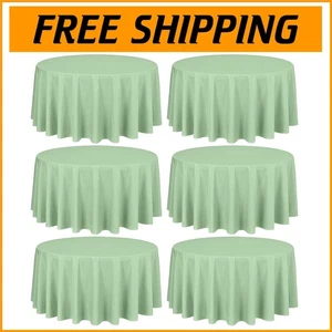 Premium 120 Inch Sage Green Round Table Covers - 6 Pack for All Occasions - Picture 1 of 10
