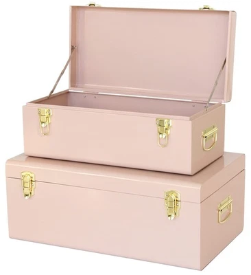 Baúles de metal dormitorio universitario cofres de acero caja de almacenamiento decorativa juego de 2 dormitorios... Foto 1 de 4