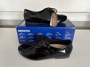 Birkenstock Saunders Natural Leather Lace Up Shoe Black Size 37/L6 M4 US Narrow - Picture 1 of 6