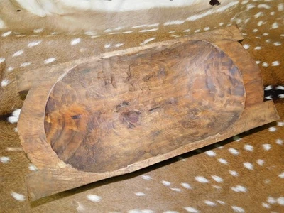Bandeja zanjadora de madera tallada madera primitiva rústica decoración del hogar 19" Foto 1 de 3