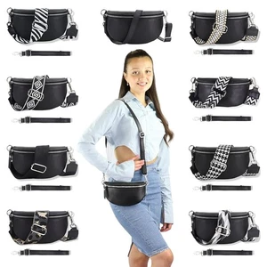 Crossbody Bag Bauchtasche Damen Echtleder Schwarz Umhängetasche Damentasche - Bild 1 von 77