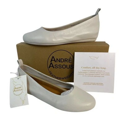 Andre Assous Nalah Ballet Plano Informal Para Mujer 7M Cuero Blanco Sin Cordones  Foto 1 de 4
