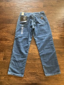NWT CARHARTT Jeans Mens 38x32 Relaxed Fit Flannel-Lined 5 pocket B172 DST - Picture 1 of 10