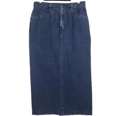 复古 Lee 长牛仔牛仔长裙 10 码中码开衩 Y2k 100% 棉 — 第 1/4 张图片