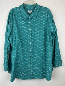 D&Co Denim Co 3X Shirt Button Front Blue Plus Tunic Top Casual Fall Autumn Read - Picture 1 of 9