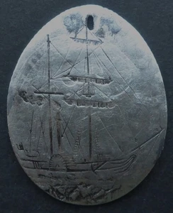 HOBO NICKEL/LOVE TOKEN "S.S. BEAVER PADDLEWHEELER" SILVER WORLDWIDE FREE SHIP - Picture 1 of 2