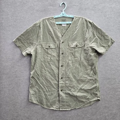 Camisa abotonada Abercrombie & Fitch para hombre XXL verde algodón lino utilitaria Y2K Foto 1 de 4