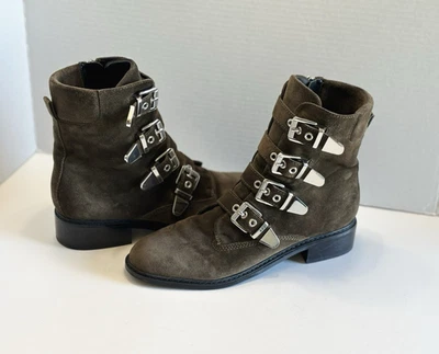 Botas de montar Marc Fisher Diante para mujer verde oliva gamuza moto media pantorrilla talla 9,5 M Foto 1 de 4