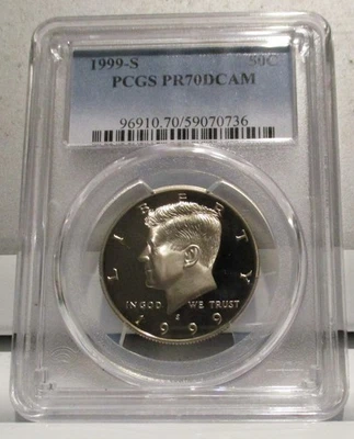 1999-S KENNEDY HALF DOLLAR GRADED A PCGS PR70DCAM - Image 1 of 2