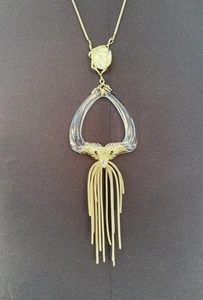Vtg Alexis Bittar Lucite Necklace RARE BIRD Crystal Tassel Pendant Statement NWT - Picture 1 of 15