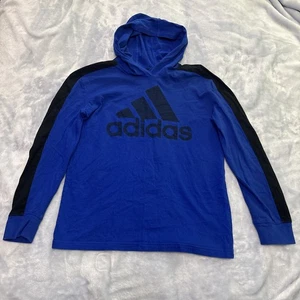 Adidas Long Sleeve Casual Hooded Lightweight T-Shirt Blue Youth Medium 10/12 - Picture 1 of 7