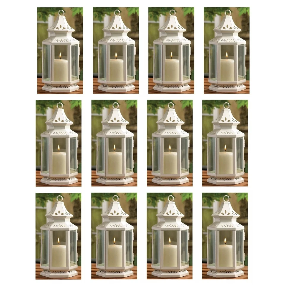 10 Medium White Victorian Candle Lantern Wedding Table Centerpieces