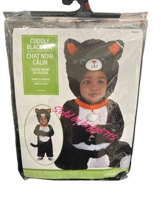 Peluche Disfraz de Halloween Gato Negro Bebé Talla 0-6 Meses Nuevo Mono Capucha Cola Foto 1 de 2