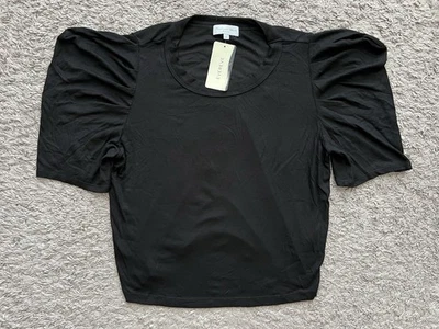 Evereve + Michael Stars Top Andrea Pleated Women's Size XL Black NEW $98 Stretch - Image 1 of 4