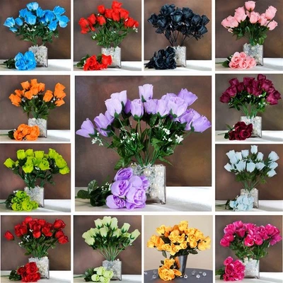 72 arbustos - 504 brotes de seda rosas flores de boda ramos suministro para centros de mesa Foto 1 de 2