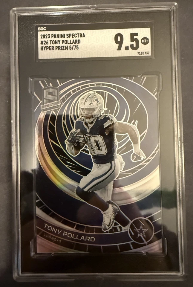 2023 Panini Spectra Tony Pollard Hyper Prizm #’d 5/75 SGC 9.5 Cowboys - Image 1 of 2