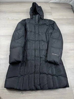 Chaqueta Eddie Bauer para mujer S negra premium plumón de ganso abrigo largo acolchado Foto 1 de 4