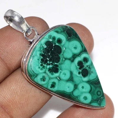 Colgante enchapado en plata 925 de malaquita de crisocola de 2,1" para mujer joyería GW Foto 1 de 3