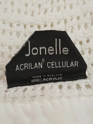 Jonelle Blanket Vintage 50s 60s White Satin Trimmed Waffle Weave Throw 92" x 78" - Image 1 of 4