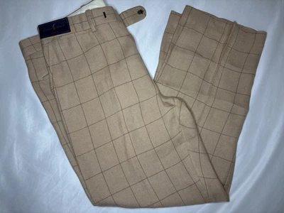Pantalones a Cuadros Polo Golf Ralph Lauren Ventana Para Hombre 36x30 Mezcla de Lino Tostado Nuevos con Etiquetas Foto 1 de 4