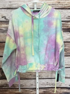 Sudadera con Capucha BLANK NYC Recortada Tie Dye Cordón Talla Grande Pastel Foto 1 de 4