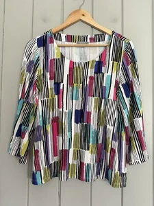 Habitat Tunic Top S Small Rayon Jersey Knit Stripe Multicolor Scoop Neck Boho - Picture 1 of 7