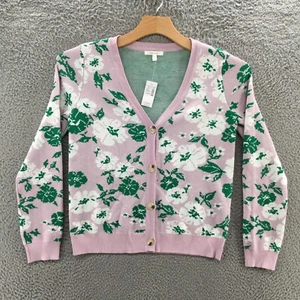 Maurices Button Front Cardigan Sweater Womens XS Purple Floral Long Sleeve NEW - Picture 1 of 23