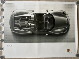 PÓSTER OFICIAL DE PORSCHE 918 SPYDER PLAN VIEW SHOWROOM 2014 RARO - Imagen 1 de 2