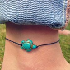 Women Boho Turquoise Turtle Ankle Chain Bracelet Foot Chain Beach Jewelr Jkhwc