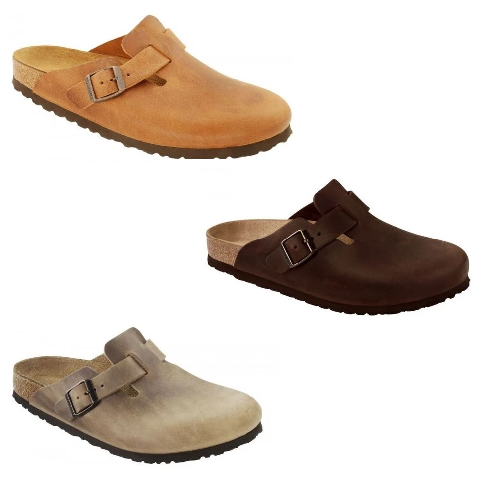 Zuecos Birkenstock Boston sin cordones de cuero mulas tabaco Habana marrón antiguo Foto 1 de 1